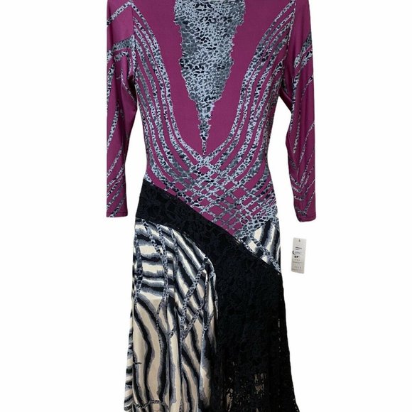 Mixed Animal Print Jersey Lace Stretch Dress‎ - Picture 2 of 7